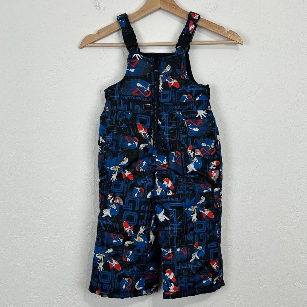 Sonic The Hedgehog Toddler Boys Snow Bib Size 2T Black Outerwear Winter Pants